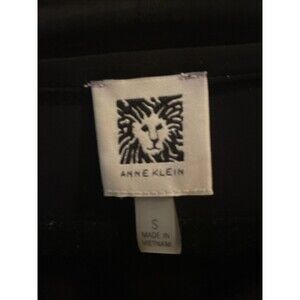 ANNE KLEIN Pleated V Neck Sleeveless Black Stretch Waist Length Blouse Womens S